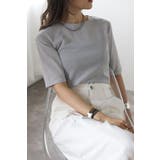 LIGHT-GRAY | クルーネックラメTシャツ 77-003715 | BONJOUR SAGAN