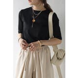 BLACK | クルーネックラメTシャツ 77-003715 | BONJOUR SAGAN