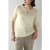 LIGHT-YELLOW | クルーネックハーフスリーブシアープルオーバー 77-003792 | BONJOUR SAGAN