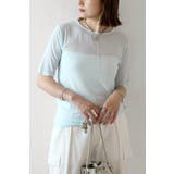 LIGHT-BLUE | クルーネックハーフスリーブシアープルオーバー 77-003792 | BONJOUR SAGAN