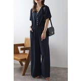 ウエスト切替Vネックオールインワン 77-003799 | BONJOUR SAGAN | 詳細画像1 