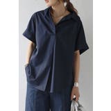 NAVY | ロールアップスキッパーシャツ 77-003800 | BONJOUR SAGAN