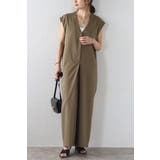 BROWN | フロントタックVネックオールインワン 77-003813 | BONJOUR SAGAN