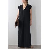 BLACK | フロントタックVネックオールインワン 77-003813 | BONJOUR SAGAN