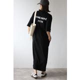 BLACK | バックナンバープリントTシャツワンピース 77-003816 | BONJOUR SAGAN