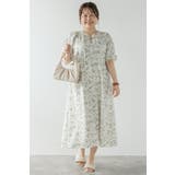 WHITE×GREEN | ウエストドロストリボン花柄ワンピース 77-003821 | BONJOUR SAGAN