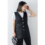BLACK | ダンボールポンチペプラムベスト 77-003825 | BONJOUR SAGAN