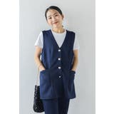 NAVY | ダンボールポンチペプラムベスト 77-003825 | BONJOUR SAGAN