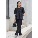 袖タックペプラムブラウス×フロントスリットパンツセットアップ 77 003835 | BONJOUR SAGAN | 詳細画像1 