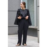 BLACK | オーガンジードッキングケープブラウス×フロントスリットパンツセットアップ 77 … | BONJOUR SAGAN