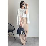 オーガンジードッキングケープブラウス×フロントスリットパンツセットアップ 77 … | BONJOUR SAGAN | 詳細画像15 