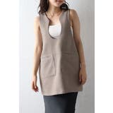 LIGHT-COCOA | ウェーブネックチュニックベスト 77-003839 | BONJOUR SAGAN