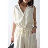 ウエストドロストノースリーブVネックオールインワン 77-003840 | BONJOUR SAGAN | 詳細画像1 