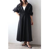 BLACK | 前後2WAYキャンディースリーブディープVワンピース 77-003894 | BONJOUR SAGAN