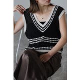 BLACK | 透かし編み配色ニットベスト 77-003911 | BONJOUR SAGAN