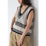 ECRU | 透かし編み配色ニットベスト 77-003911 | BONJOUR SAGAN