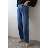 BLUE | 箔サイドラインデニムパンツ 77-003970 | BONJOUR SAGAN