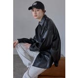 BLACK | fake leather shirt | BONJOUR SAGAN
