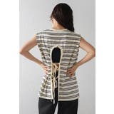 IVORY×BLACK | バックデザインボーダートップス 77-004080 | BONJOUR SAGAN