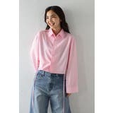 LIGHT-PINK | サイドギャザークロップドシャツ 77-004115 | BONJOUR SAGAN