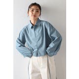 BLUE-GRAY | サイドギャザークロップドシャツ 77-004115 | BONJOUR SAGAN