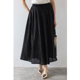 BLACK | ワッシャーサテンリラクシーギャザースカート 77-004135 | BONJOUR SAGAN