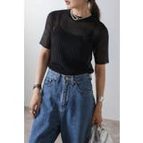 BLACK | メタリックシアーニットT 77-004160 | BONJOUR SAGAN