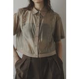 KHAKI | sheer shiny shirt | BONJOUR SAGAN