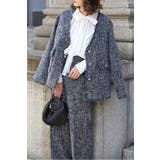 NAVY×WHITE | ツイードフリンジVネックジャケット 77-004464 | BONJOUR SAGAN