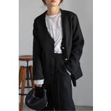 BLACK | ツイードフリンジVネックジャケット 77-004464 | BONJOUR SAGAN