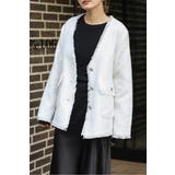 IVORY | ツイードフリンジVネックジャケット 77-004464 | BONJOUR SAGAN