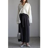 CHARCOAL-GRAY | レイヤード風ニットIラインスカート 77-004553 | BONJOUR SAGAN