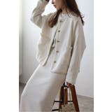 IVORY | ツイードゴールド釦フリンジジャケット | BONJOUR SAGAN