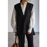 BLACK | Vネックツイードベスト  77-003247 | BONJOUR SAGAN