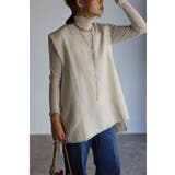 LIGHT-BEIGE | Vネックツイードベスト  77-003247 | BONJOUR SAGAN