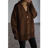 BROWN | ゴールドボタン ダンボールカーディガン | BONJOUR SAGAN
