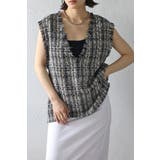 GRAY | ツイードフリンジディープVベスト 88-002936 | BONJOUR SAGAN