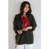 DARK-KHAKI | shaggy knit cardigan / シャギーニットカーディガン | BONJOUR SAGAN