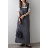 CHARCOAL-GRAY | 配色キルティングジャンパースカート 88-003428 | BONJOUR SAGAN