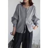 GRAY | ダブルジップダンボールリブニットカーディガン 88-003686 | BONJOUR SAGAN