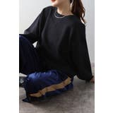 BLACK | Vガゼットスウェットライクニットプルオーバー 88-003689 | BONJOUR SAGAN