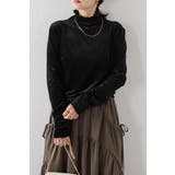 BLACK | ベロアメロータートルプルオーバー 88-003843 | BONJOUR SAGAN