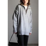 LIGHT-GRAY | ハイネックハーフジップニット 88-003887 | BONJOUR SAGAN