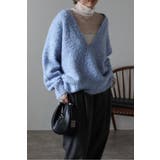 LIGHT-BLUE | ブークレディープVネックニット 88-003888 | BONJOUR SAGAN