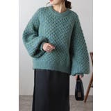 GREEN-BLUE | ハニカムミックスボリュームニット 88-003925 | BONJOUR SAGAN