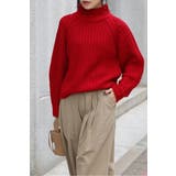 RED | ハイネック畔編みボリュームニット 88-003929 | BONJOUR SAGAN