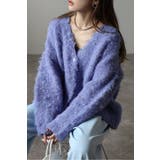 BLUE-LAVENDER | アルパカタッチVネックカーディガン 88-003946 | BONJOUR SAGAN