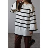 スリットスリーブボートネックボーダーニット | BONJOUR SAGAN | 詳細画像2 