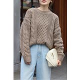 MOCHA | クルーネックミックスケーブルニット 88-004060 | BONJOUR SAGAN