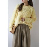 YELLOW | クルーネックミックスケーブルニット 88-004060 | BONJOUR SAGAN